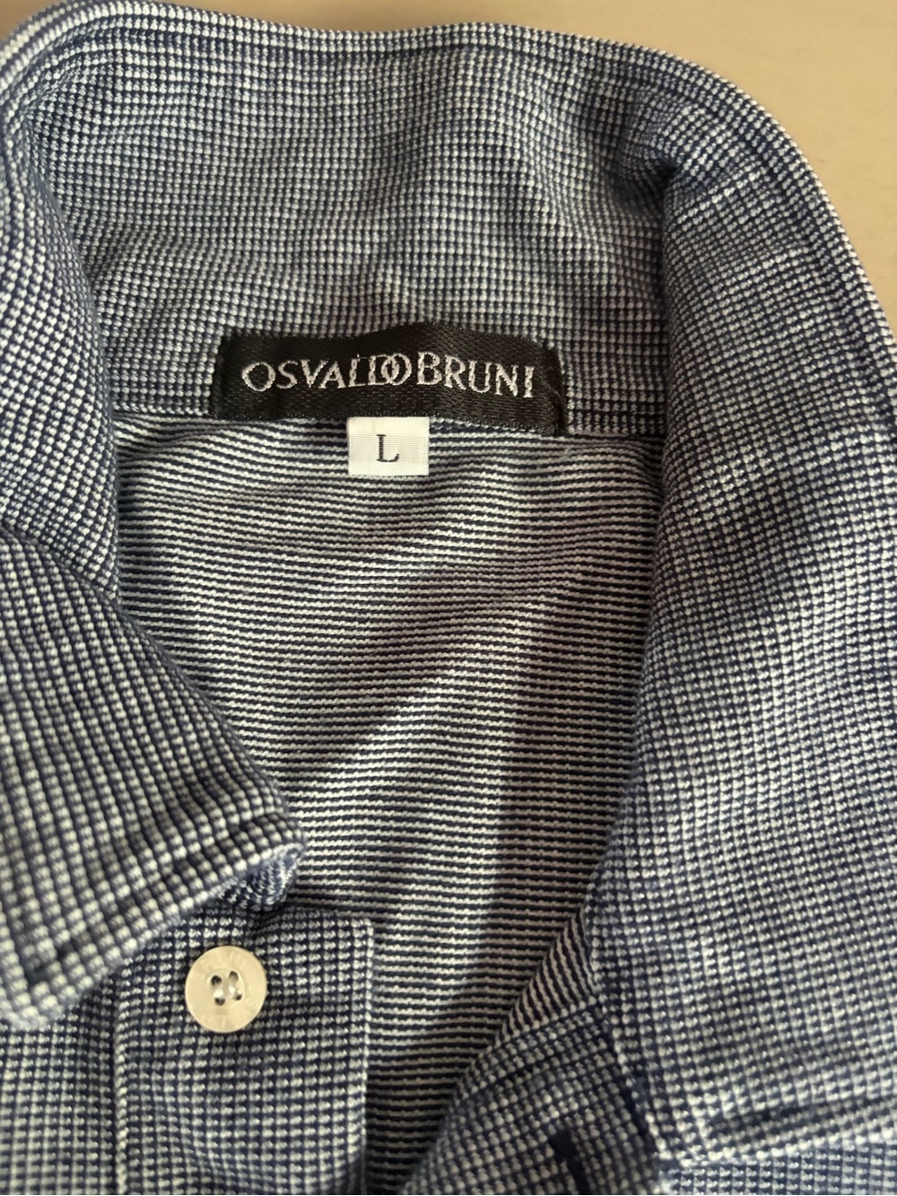 Men's Blue Micro-Check Polo Shirt